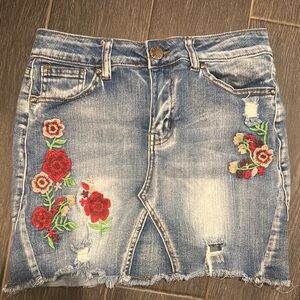 VIP Red and Green Embellished Mini Skirt